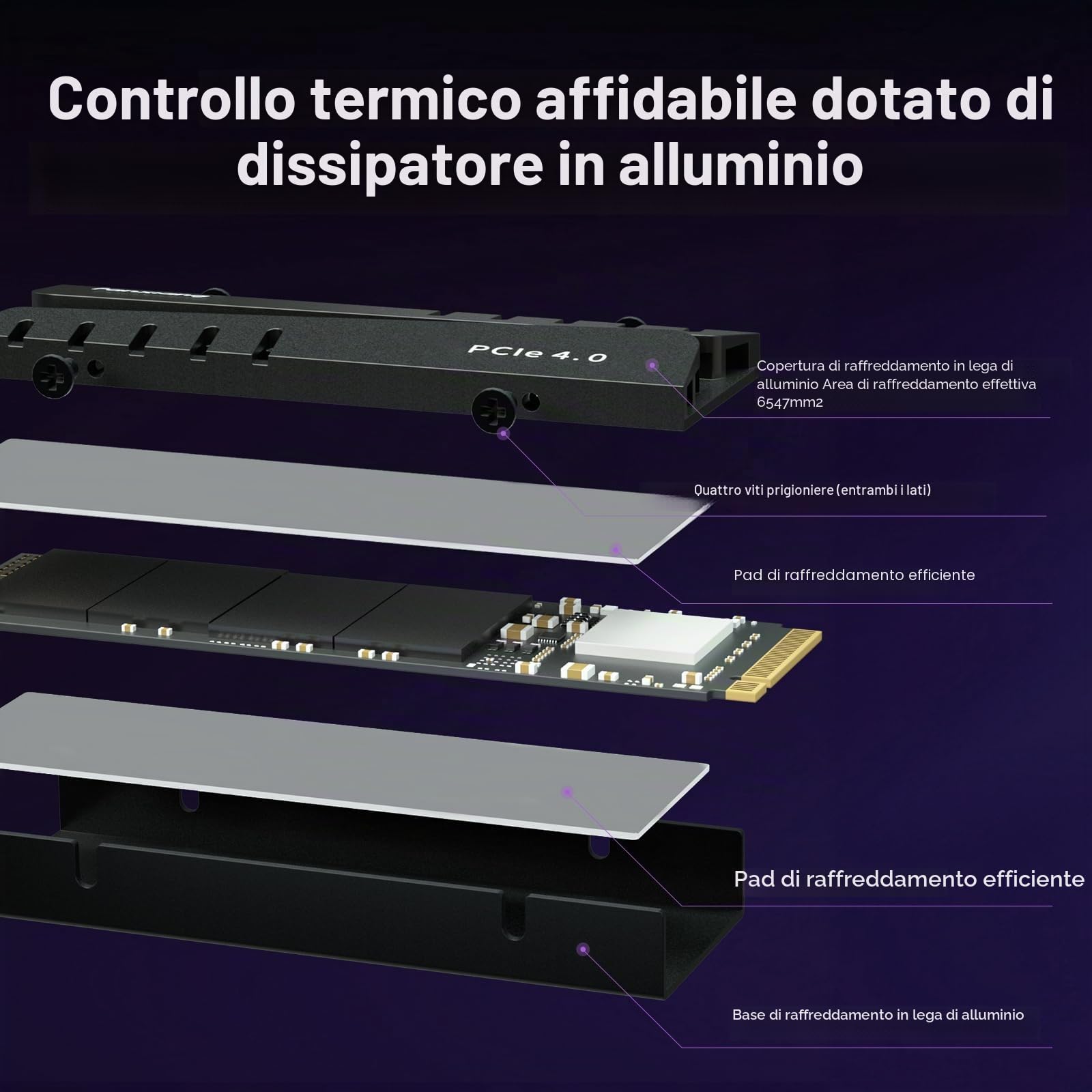 Ediloca EN855 SSD da gioco interno con dissipatore di calore 1 TB PCIe Gen4, NVMe M.2 2280, fino a 7400 MB/s, unità a stato solido, configura cache DRAM, compatibile con PS5 e PC