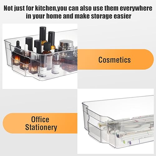 Miniatura 7 de CherHome Contenedores organizadores de refrigerador, 2 cubos de almacenamiento de plástico para congelador, armario y despensa, contenedores