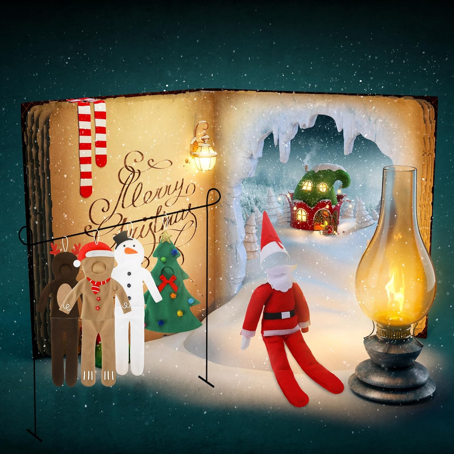 HooLing 5 Set Doll Accessories Clothes Christmas Costume Santa Elk Snowman Gingerbread Xmas Tree Doll Clothing Holiday Outfits for Christmas Party Decorations (Cute)
