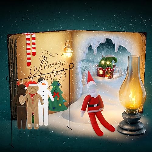 Miniatura 4 de HooLing Juego de 5 accesorios de elfo, ropa de muñeco de elfo de Navidad, disfraz de Papá Noel, alce, muñeco de nieve, pan de jengibre, árbol de