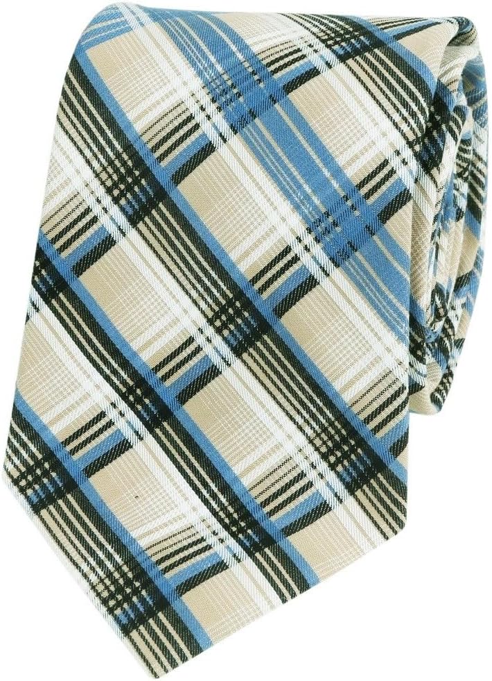 [ダックス] ネクタイ メンズ 日本製 チェック コットン 青