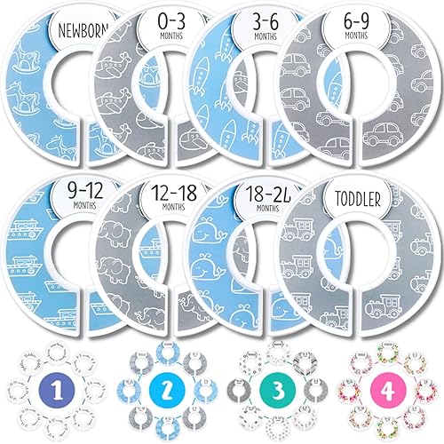 Eli with Love - Separadores de armario para bebé (azul bebé) – Se adapta a barra de 1.5 pulgadas – Juego de 8 organizadores de ropa de bebé – Azul