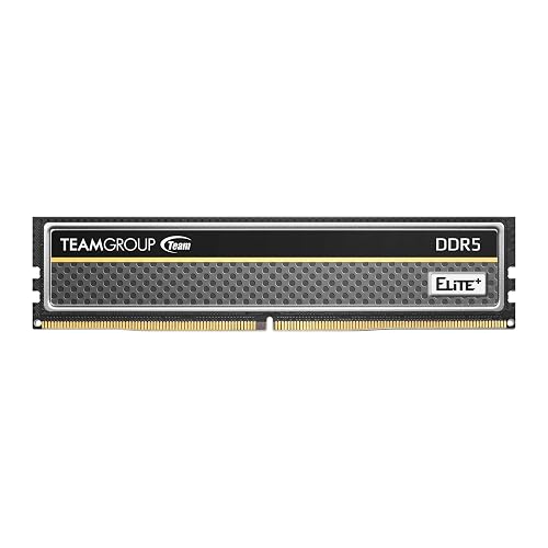 TEAMGROUP Elite Plus DDR5 16GB 5200MHz PC5-41600 CL42 Unbuffered Non-ECC 1.1V UDIMM 288 Pin Desktop Memory Module Ram (Black) - TPBD516G5200HC4201