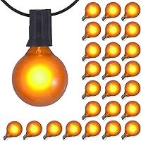 Vista 30 de Paquete de 25 bombillas de repuesto G40, bombillas de vidrio incandescente de 5 W 120 V, para tira de luces E12 para exteriores, rosa esmerilado