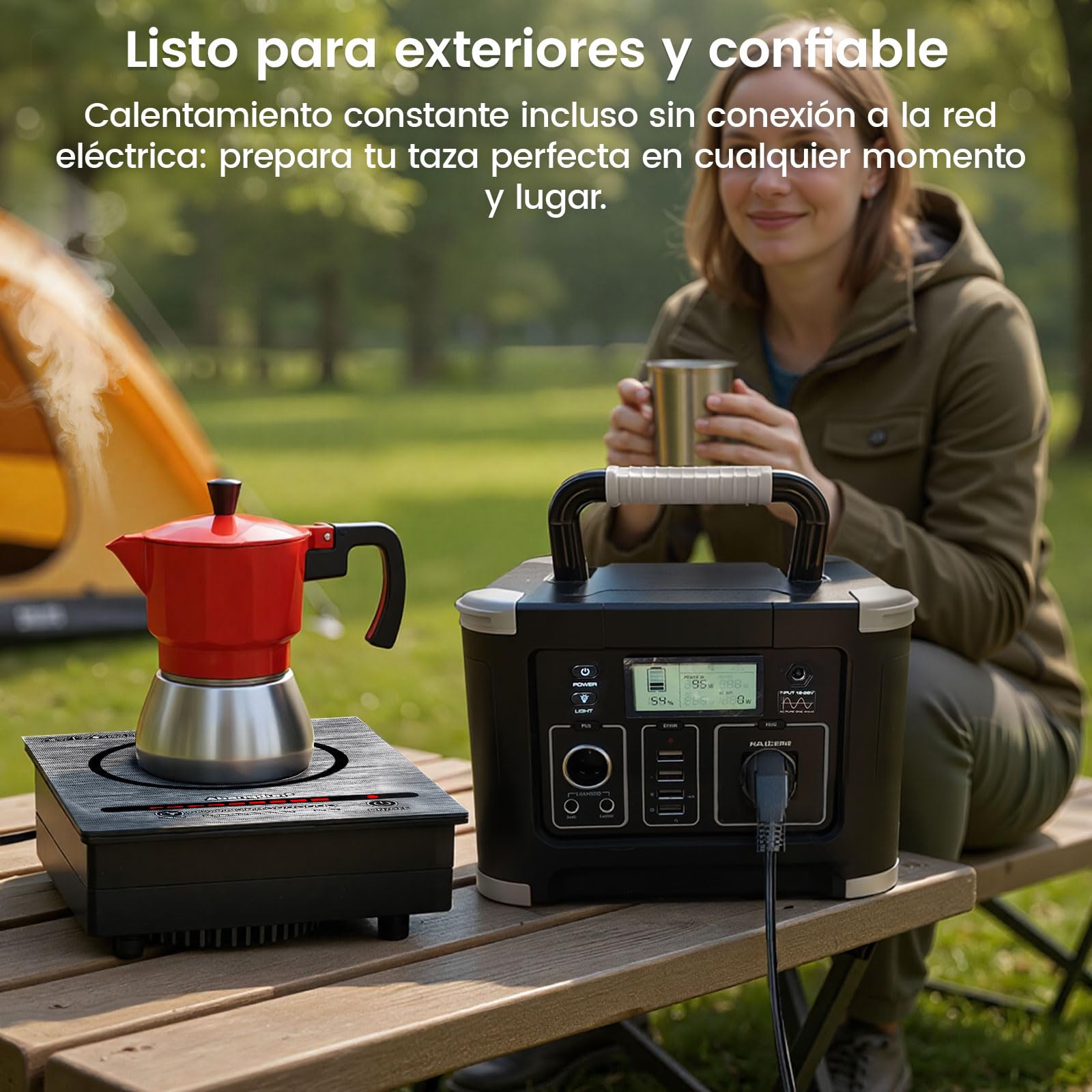 Mini placa induccion portatil 900W, placa de induccion 1 fueg con 5 niveles de potencia, placa eléctrica de inducción para camping y caravana (T35)