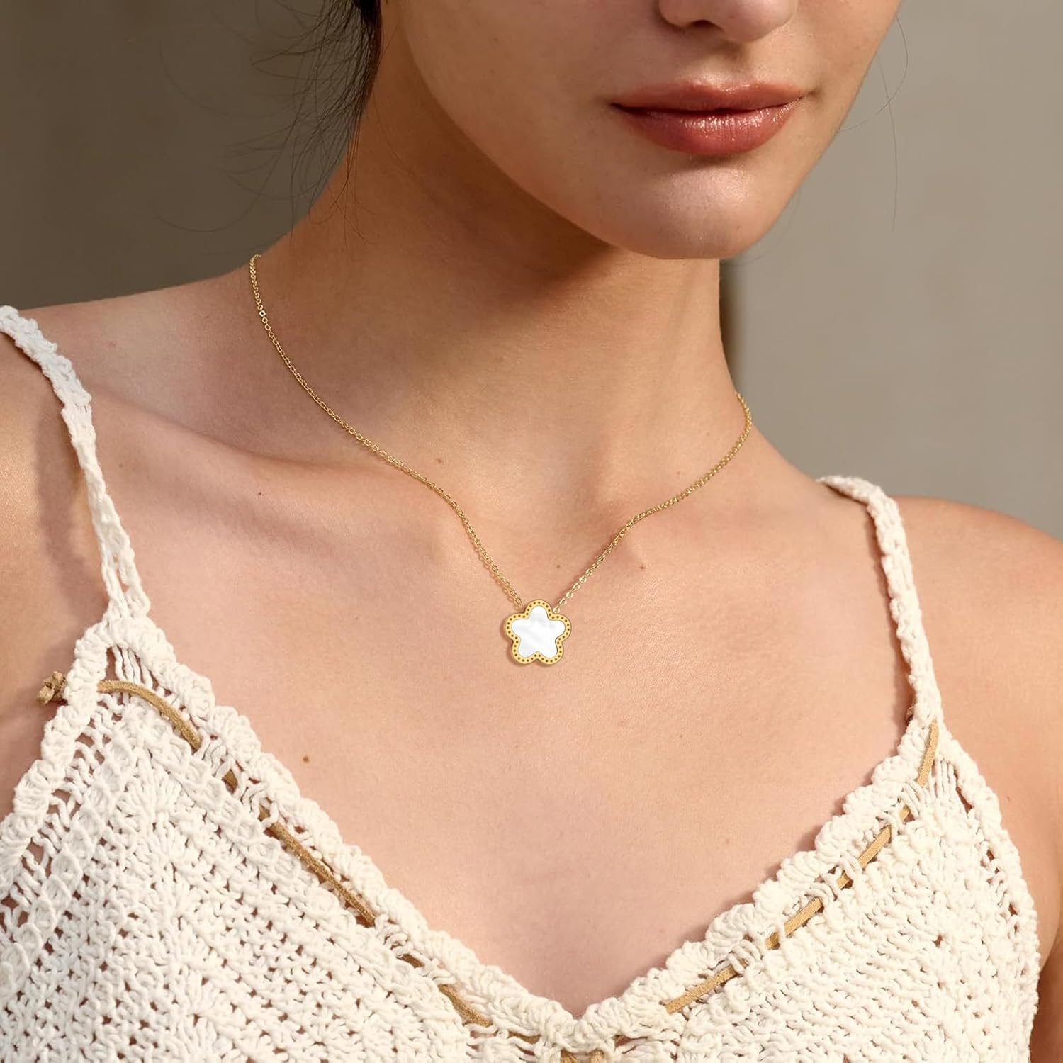 Lucky Clover Jewelry Set 18K Gold Plated Five Leaf Clover Necklace Bracelet Earrings Set Flower Jewelry Sets Birthday Gifts for Women - Image 5