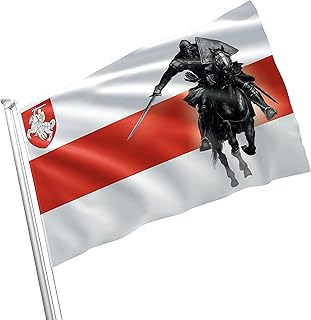 Belarus Minsk Knight Coat of Arms Pogonia Pogonya Pahonya Погоня Пагоня BNR BNF Opposition Historical 2x3 feet Flag Banner Vivid Color Double Stitched Brass Grommets
