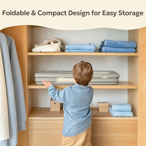 Miniatura 6 de Mallify Tapete de juego plegable, tapete de juego reversible para bebé con refuerzo de bordes, no tóxico e impermeable para el suelo, tapete de