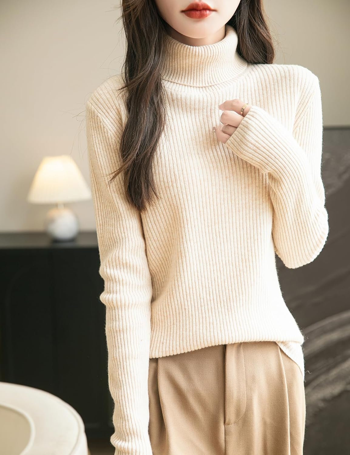 Chanyarn Women's 100% Merino Wool Turtleneck Sweater 2025 Fall Winter Long Sleeve Warm Soft Ribbed Knit Pullover Sweater - Image 5