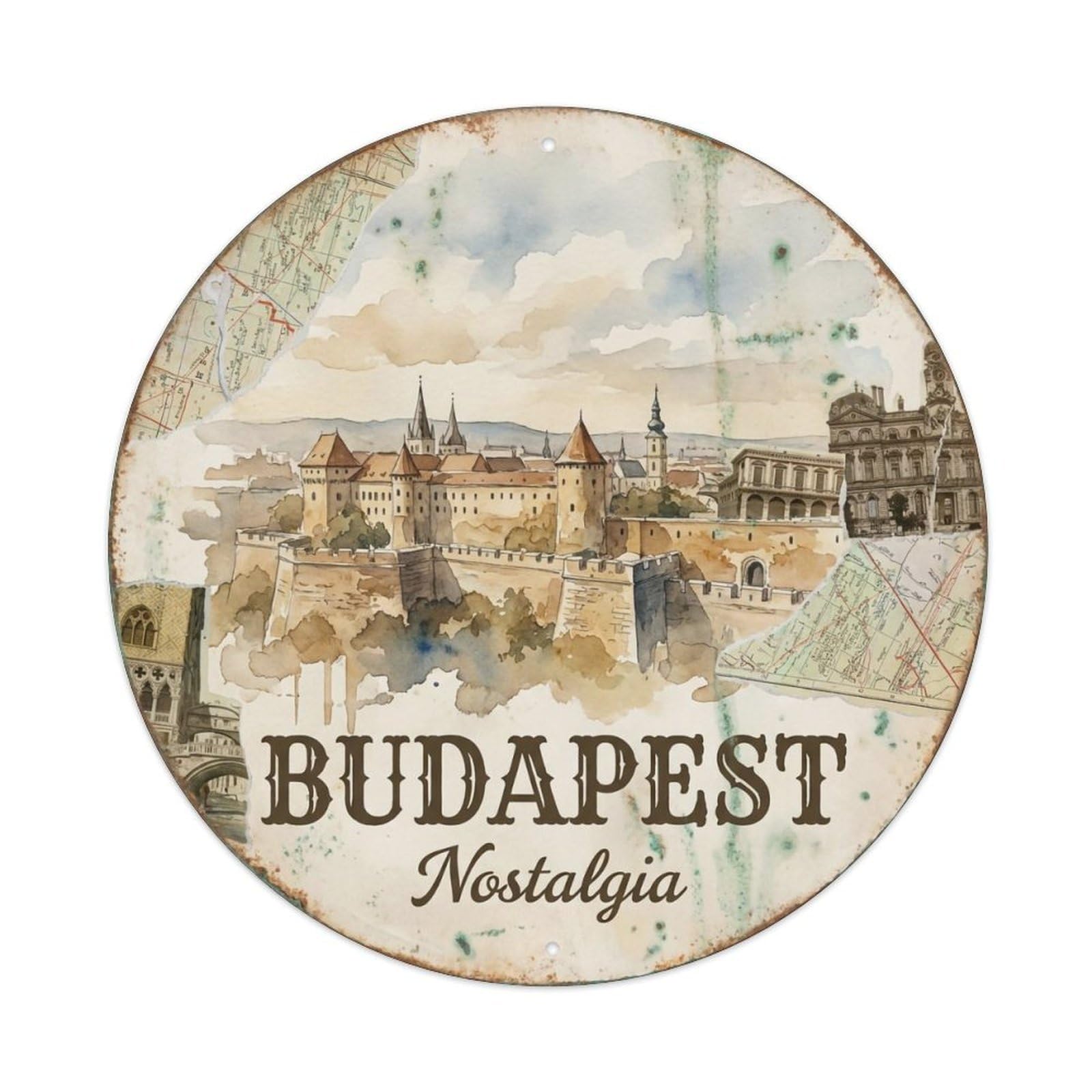 Vintage Travel Budapest Hungary Nostalgia Vintage Metal Tin Sign Plaque