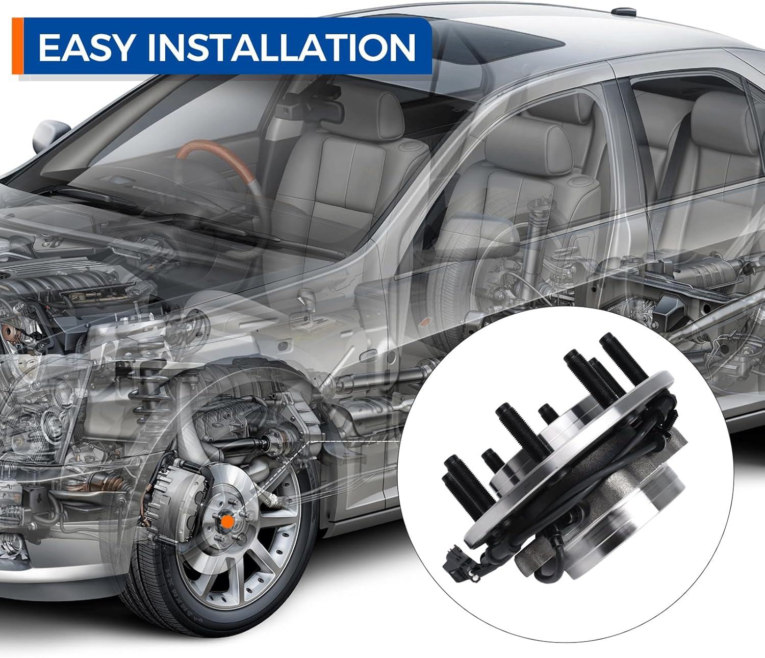 PAROD Pair 515061 4WD Models Only Wheel Bearing & Hub Assembly Compatible with 2003-2005 Dodge Ram 2500, 3500 8Lug w/ABS