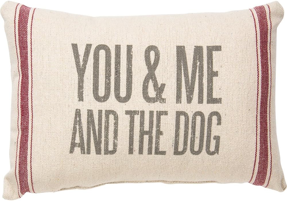 Primitives by Kathy 28698 Vintage Flour Sack Style Throw Pillow, 15 x 10-Inch, You & Me and The Dog