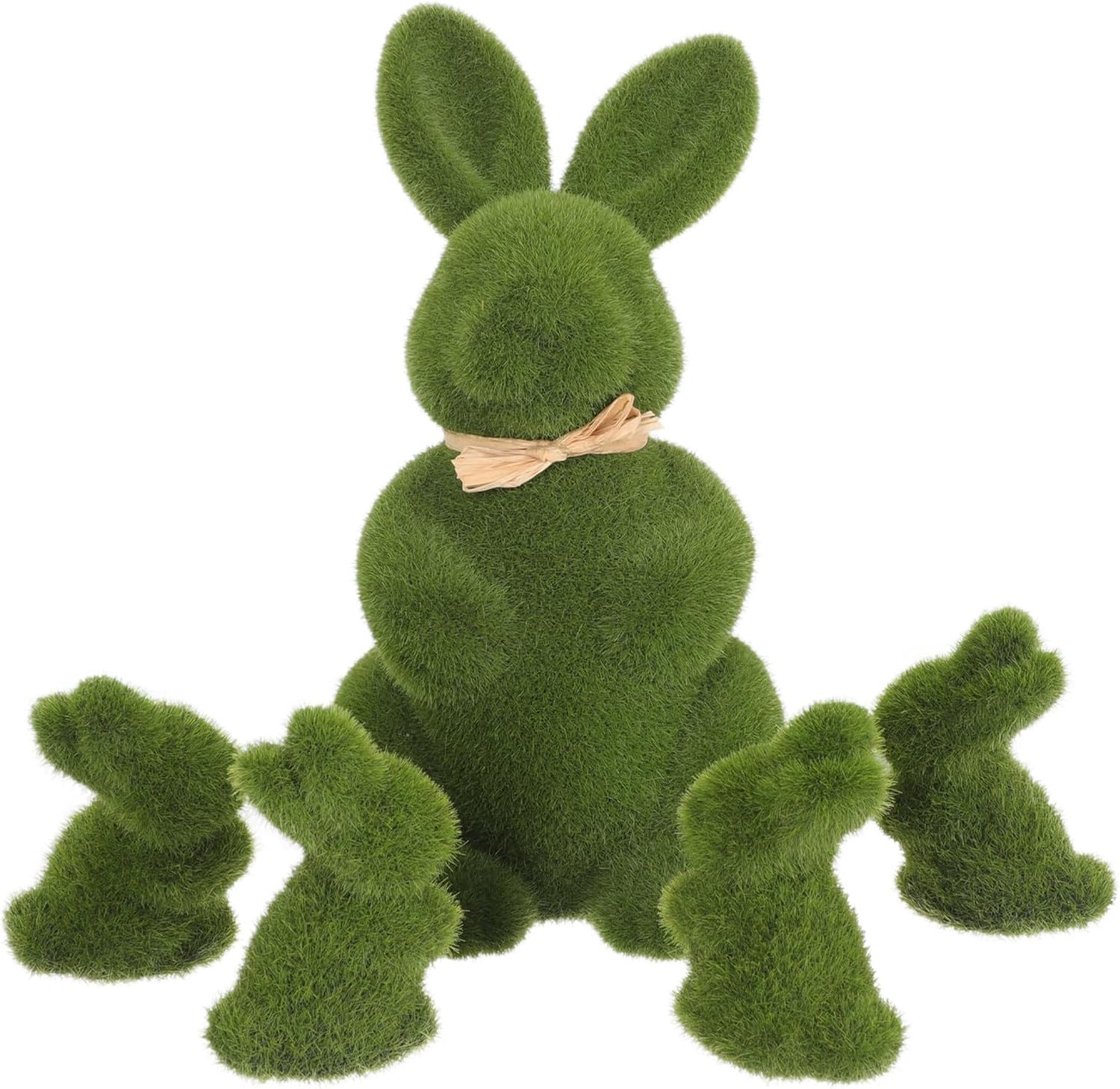 Cabilock Faux Moss Bunny 5Pcs Easter Moss Easter Furry Flocked Bunny Artificial Moss Rabbit