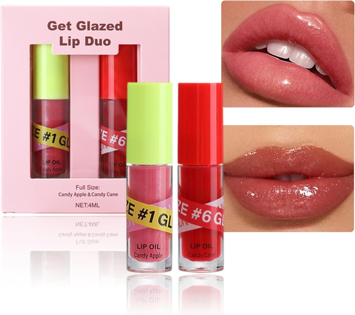 2 Colors Lip Gloss Oil Kit, Moisturizing Shiny Lip Plumper Oil Long
