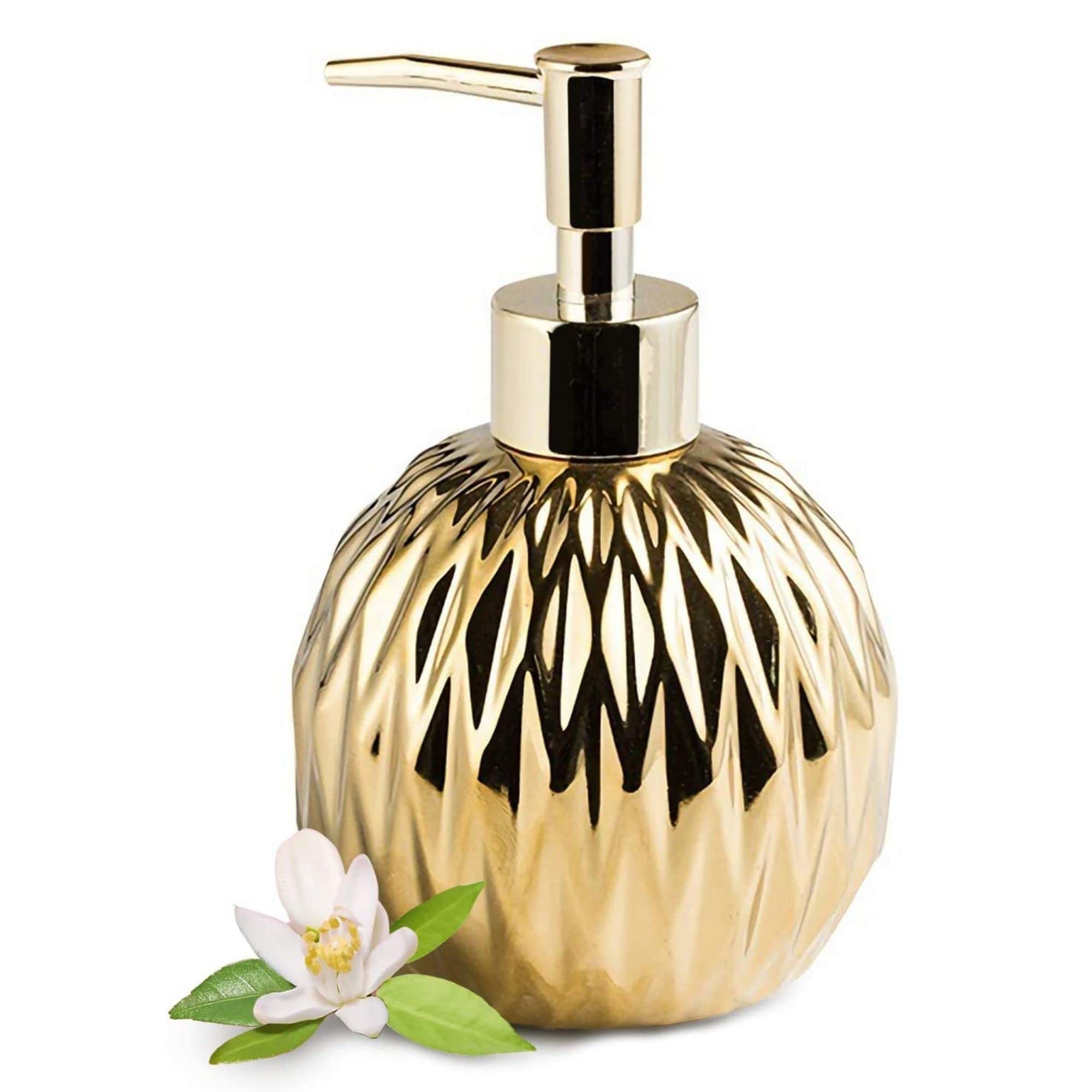 FabSeasons Spherical Soap Dispenser with Pump, Golden symmteric Pattern Bottle for Liquid soap, Homemade Lotions and Essential Oil, 400ML (B09RV5GH6M) Amazon Price History, Amazon Price Tracker