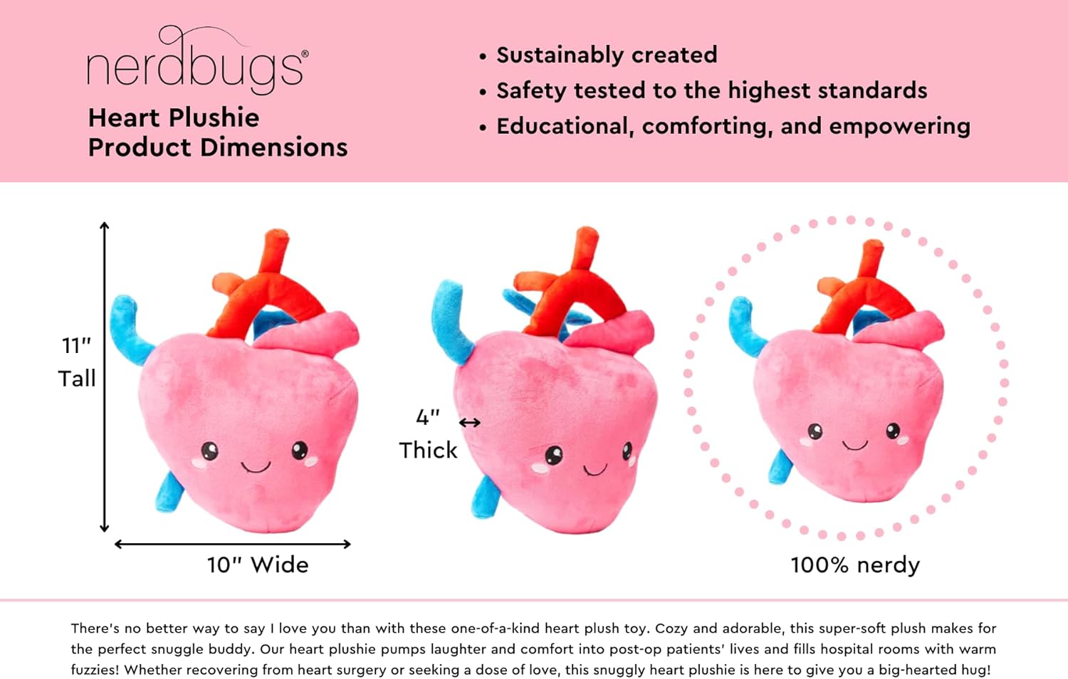 nerdbugs Heart Plush - I Aorta to Tell You How Much I Love You!- Adorable, Cute and Funny Cardiology Heart Plush/ Health Educational Gift/ Heart Surgery Gift/ Heart attack gift - Image 4