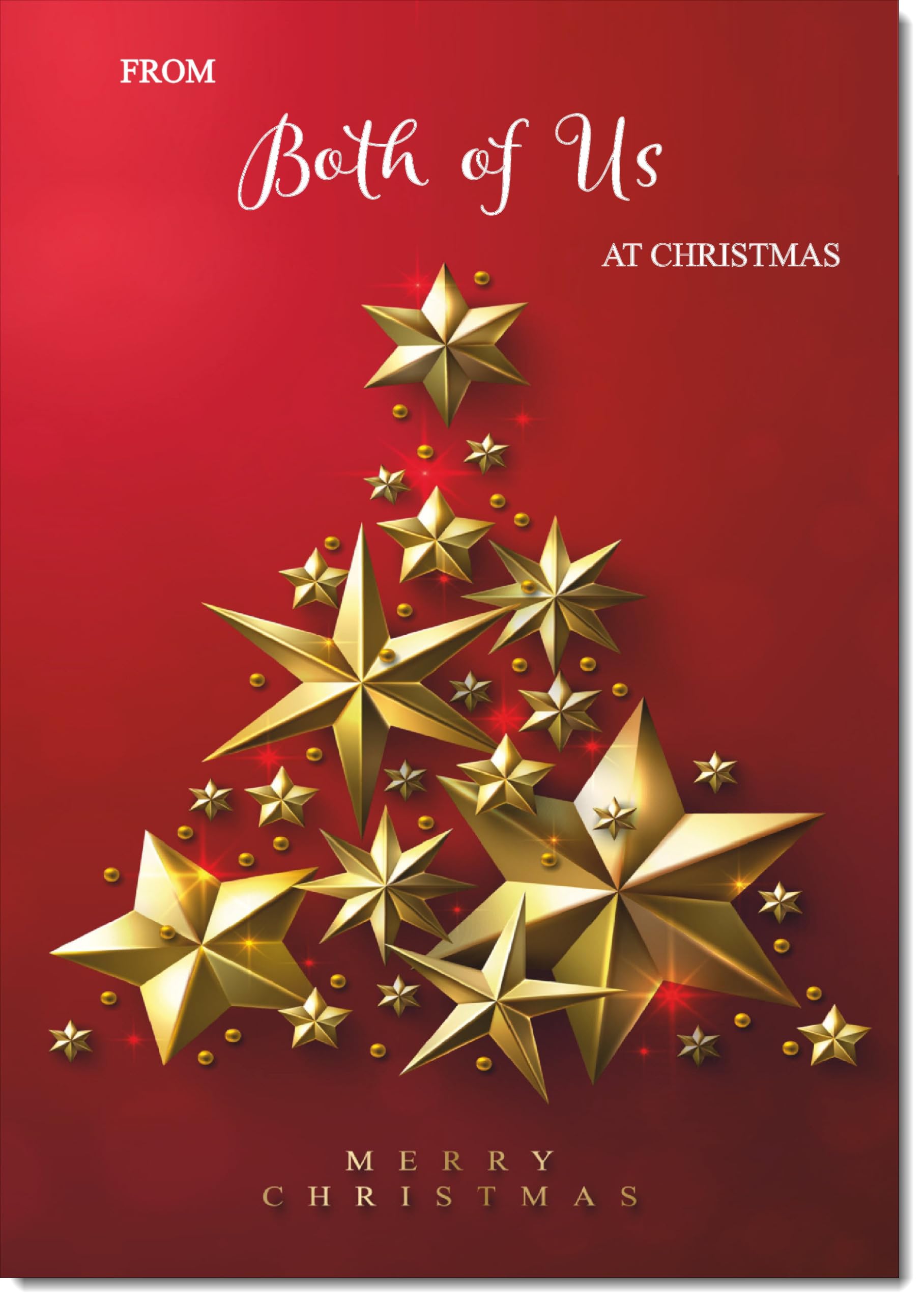 doodlecards From Both Of Us Christmas Card Gold Star Christmas Tree Large A4 Size Christmas Card for From Both Of Us with Plain Envelope