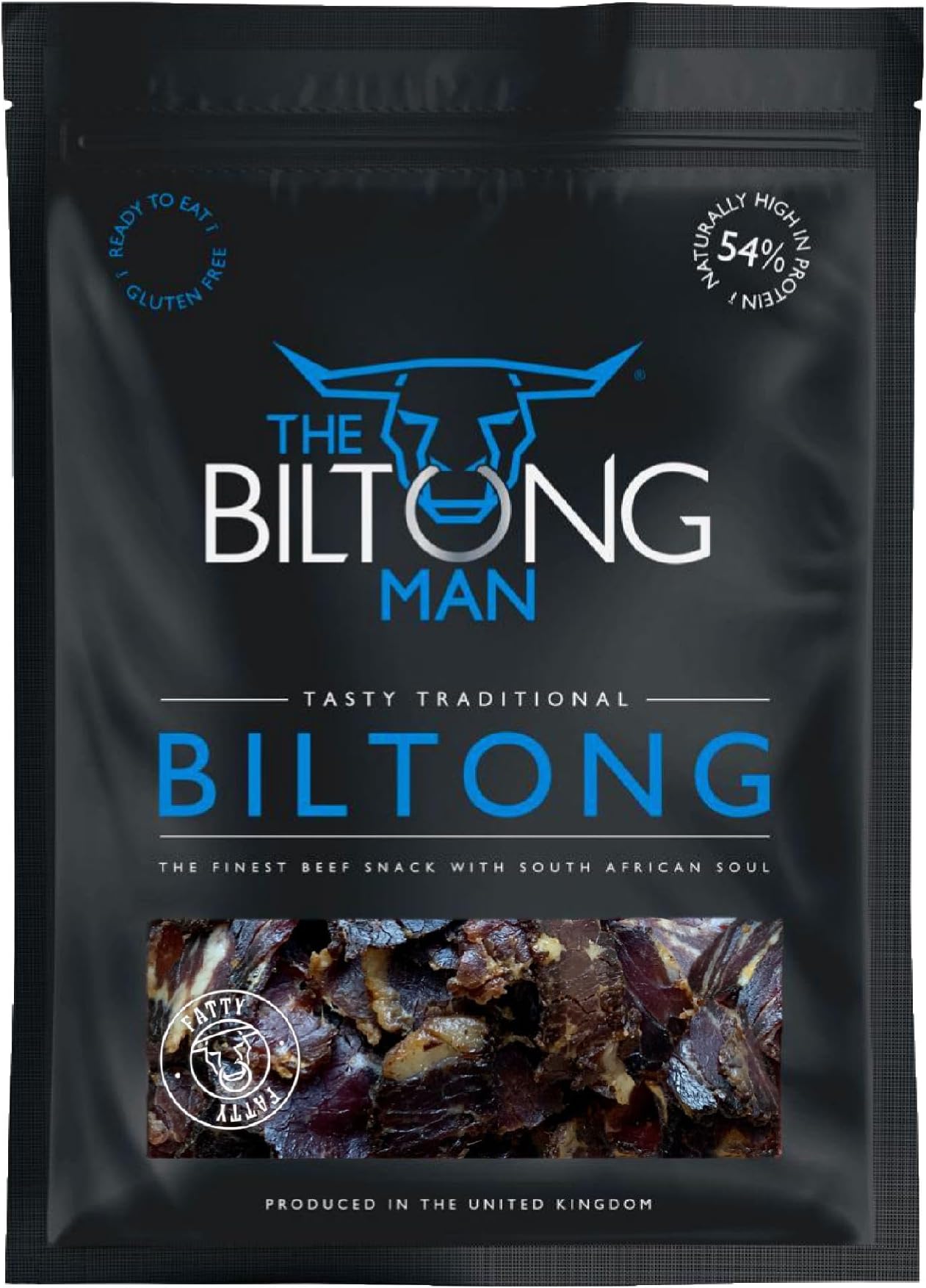 Tasty Traditional Fatty Beef Biltong - High-Protein Dried Beef Snack, 250g