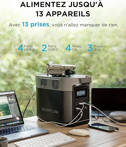 EcoFlow DELTA 2 Station électrique portable avec capacité évolutive de 1-3 kWh, batterie LFP, charge rapide, générateur solaire pour alimentation de secours domestique, balcon, camping et camping-cars - 8