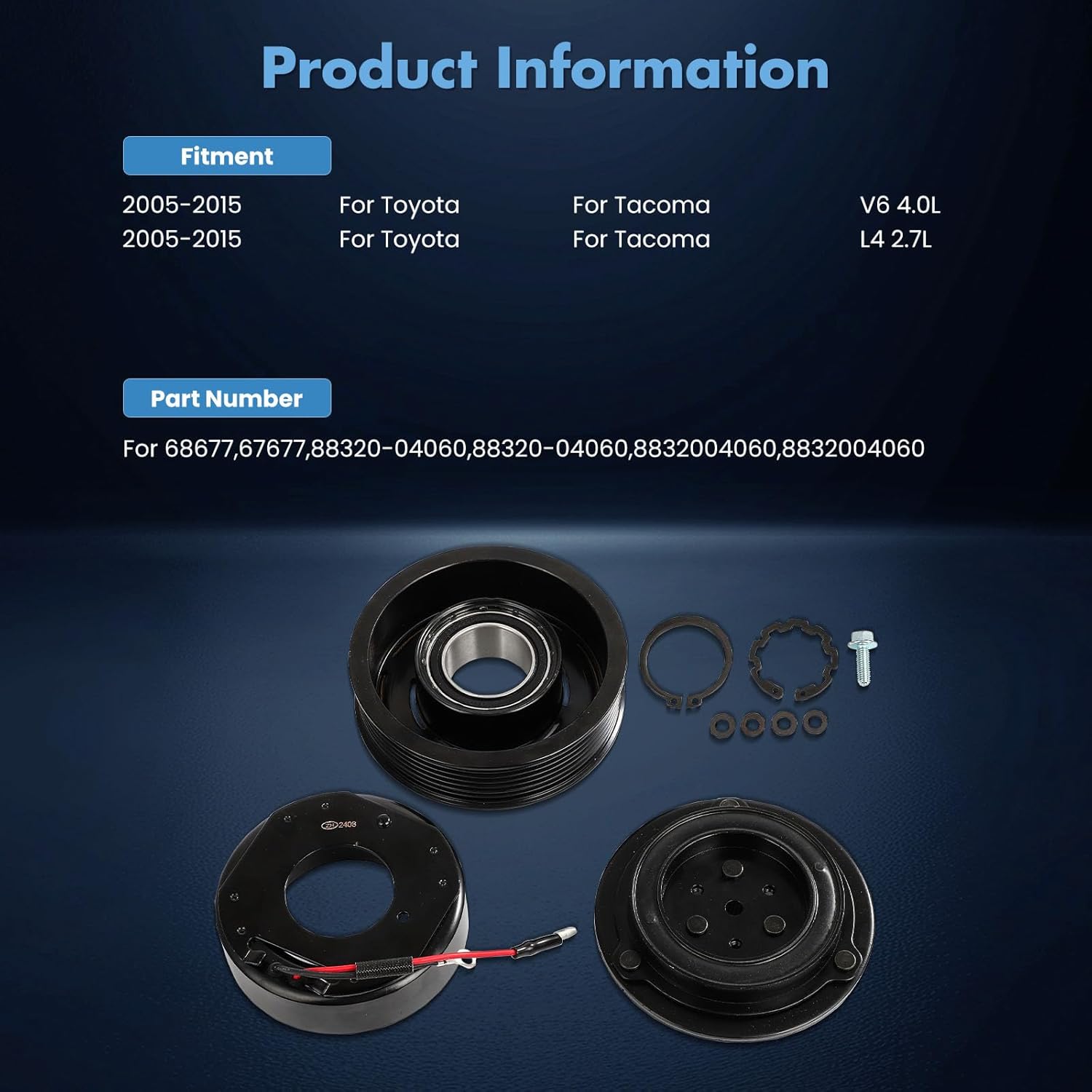 ECCPP A/C Compressor Clutch Fit for Toyota Tacoma 2.7L 4.0L 2005-2015 AC Clutch