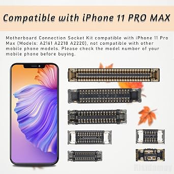 7 Pcs for iPhone 11 Pro Max Motherboard Socket Connector A Sets | LCD Touch Earpiece Receptacle for iPhone 11Promax Battery Slot Charging Port Outlet Replacement for iPhone 11 PROMAX