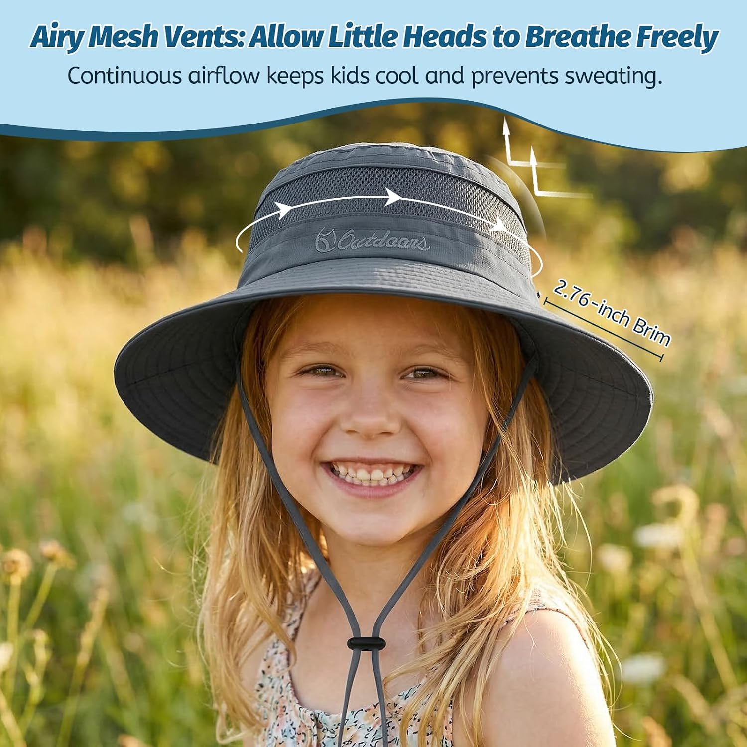 American Trends Kids Safari Sun Hat - Dual Adjustable Quick Dry UV Protection Bucket Hat for Boys Girls Beach Summer
