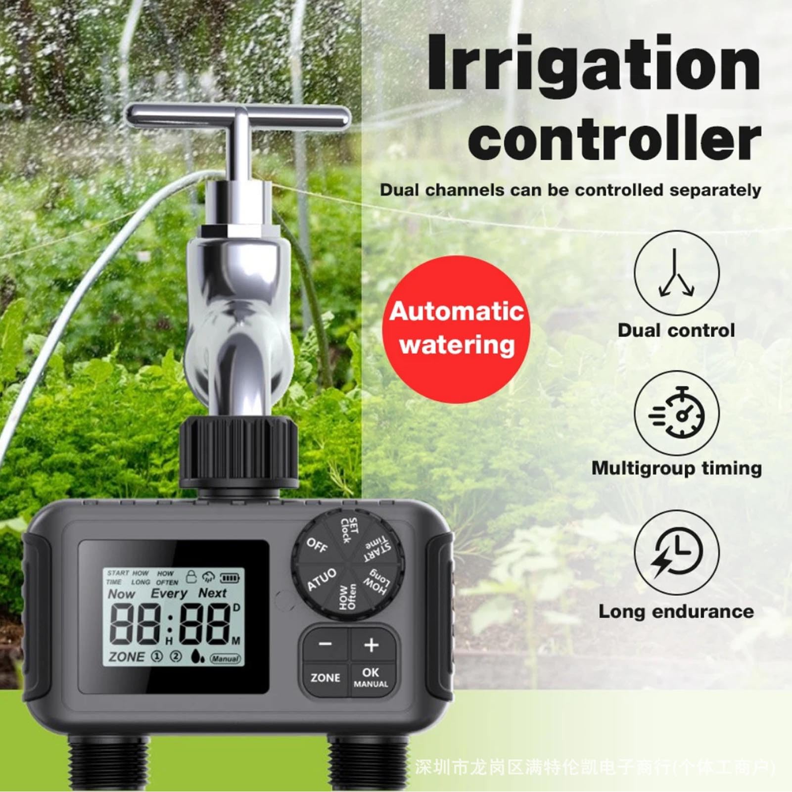 FILFEEL Programmatore di Irrigazione a Doppia Uscita, Timer per Giardino