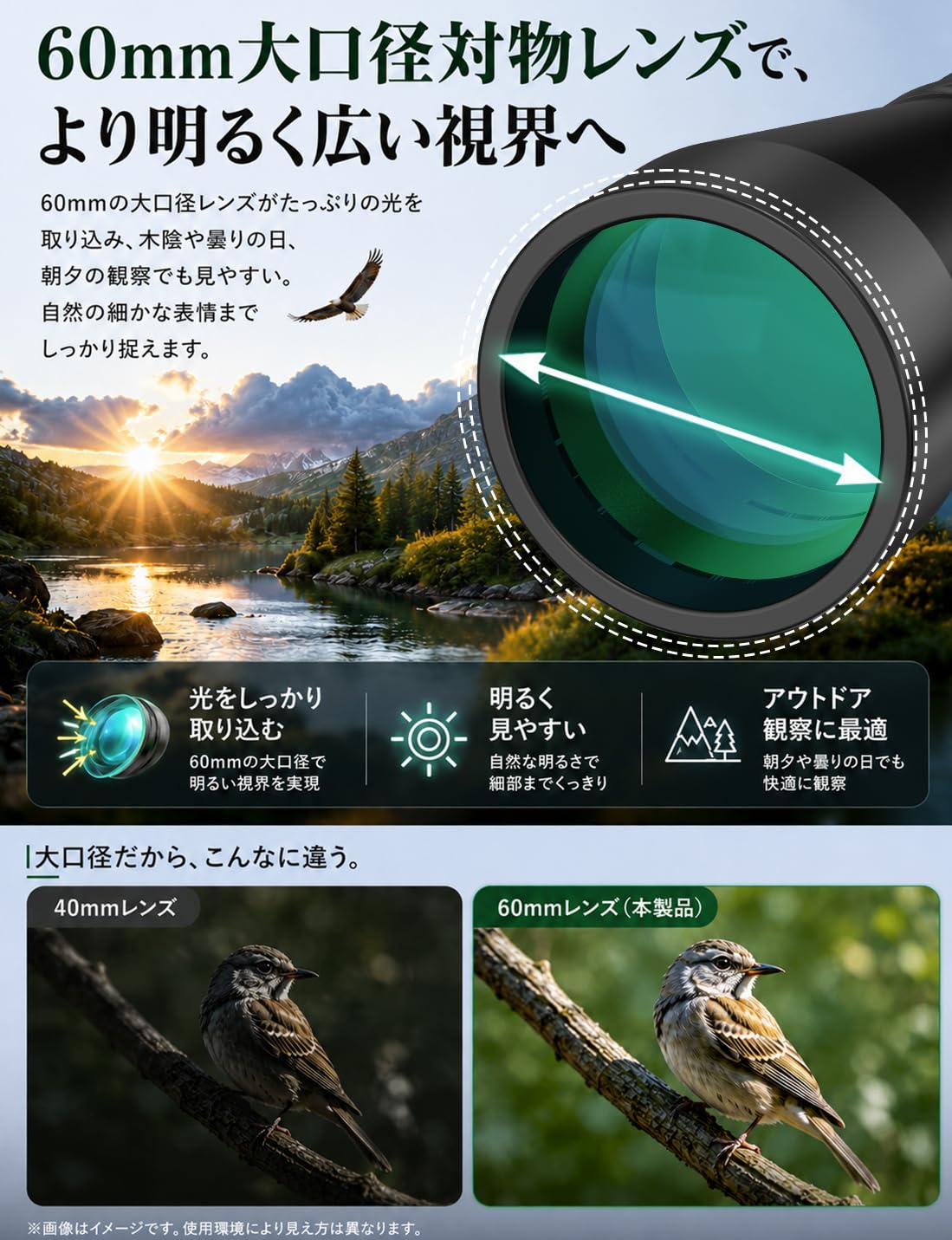 20x60 双眼鏡 高倍率 20倍60mm大口径明るい視界 BAK4プリズム FMC 全面多層コーティング 高透過率 防水防塵・天体観察・花火大会・スポーツ観戦・競馬・野鳥観察・旅行・収納ケース・日本語説明書付き