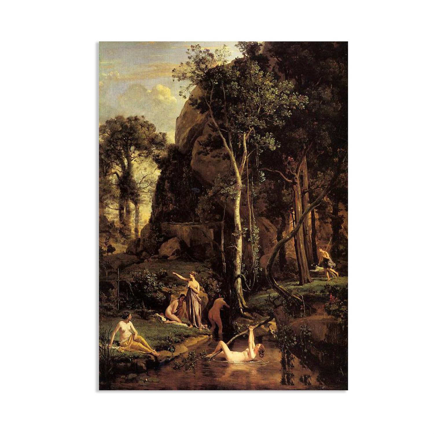 Hau3sh3a Jean Baptiste Camille Corot Wall Art Diana Surprised at Her Bath Famous Nature Painting Print Giclee Canvas Wall Decor for Living Room Bedroom Office Home Decor85x60cm(33x24in) Poster