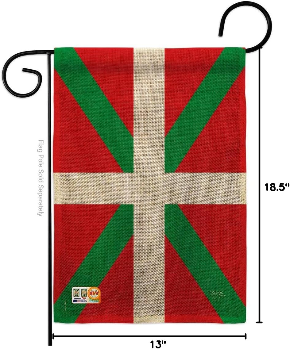 Basque Country Burlap Garden Flag Regional Nationality Nation International World Particular Area Small Decorative Gift Yard House Banner Double-Sided Made In USA 13 X 18.5