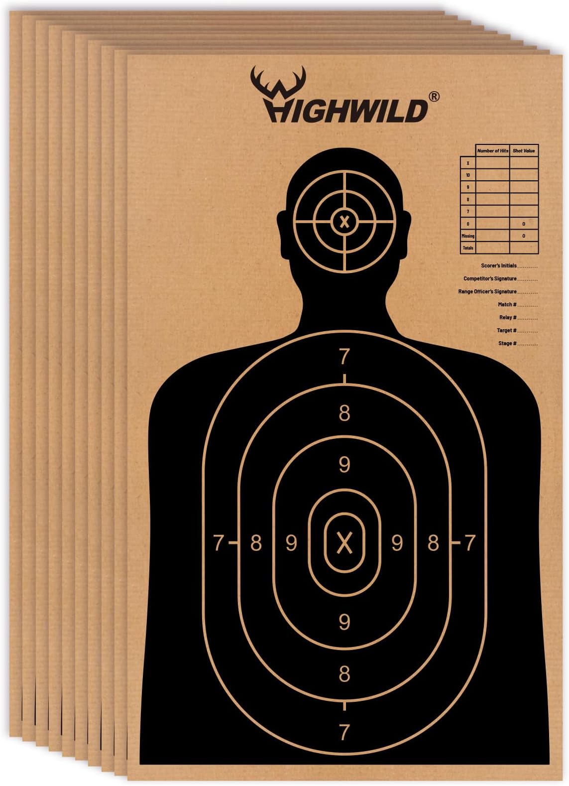 Highwild 18" X 30" Cardboard Targets for Shooting, Silhouette Paper Targets - Pack of 25