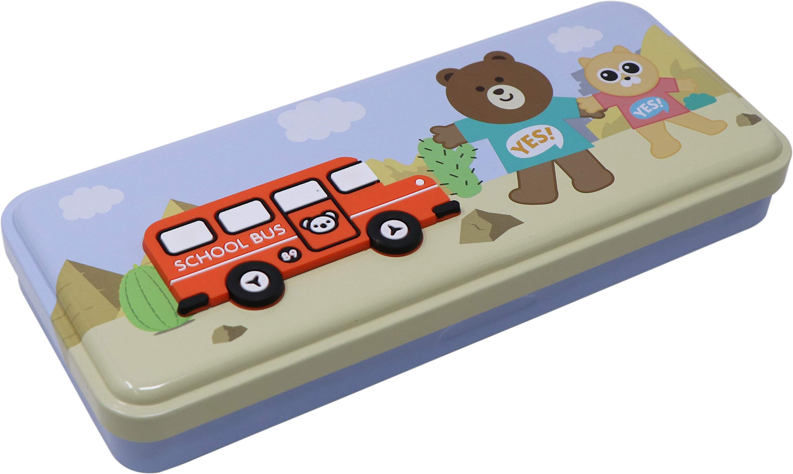 Buy QIPS by HMI School Bus Art Metal Pencil Box with Multi Level