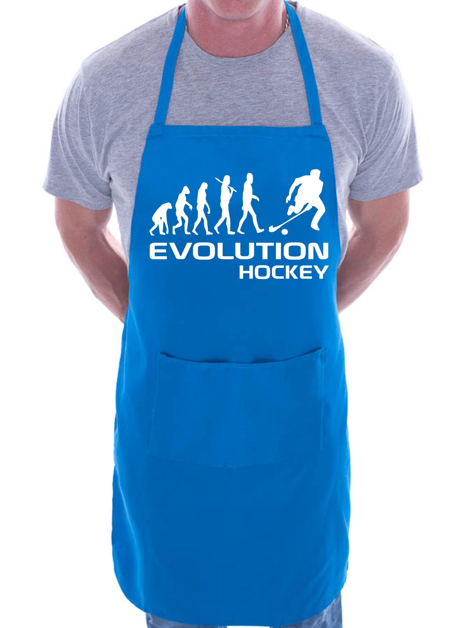 Print4u Men's Blue Evolution Of Hockey Bbq Cooking Funny Novelty Apron