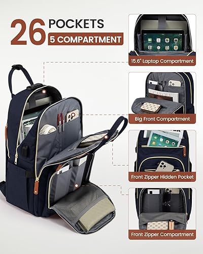 Miniatura 3 de LOVEVOOK - Mochila antirrobo con candado de seguridad para computadora portátil de 15.6 pulgadas unisex mochila para viajar, ir a la escuela