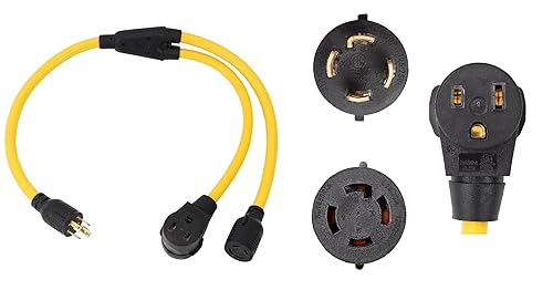 ONETAK NEMA L14-30P a L14-30R 6-50R 2 puertos de salida Y Splitter Twist Lock 10 AWG 120V/240V 30 Amp 4 clavijas macho enchufe hembra Receptáculo