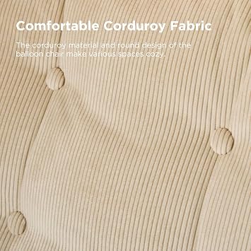 Nouhaus Balloon Criss Cross Chair with Wide Comfy Padded Seat | Armless, No Wheels, Cross Legged Swivel Vanity Chair, Fabric Modern Home Computer Task Chair for Living Room, Bedroom, Beige