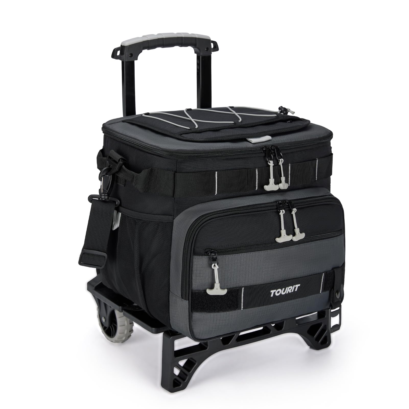 TOURIT Collapsible 48-Can Leak-Proof Insulated Rolling Cooler with All-Terrain Cart, Upgraded Fixtures and New Wheels Suitable for Beach, Picnic, Shopping