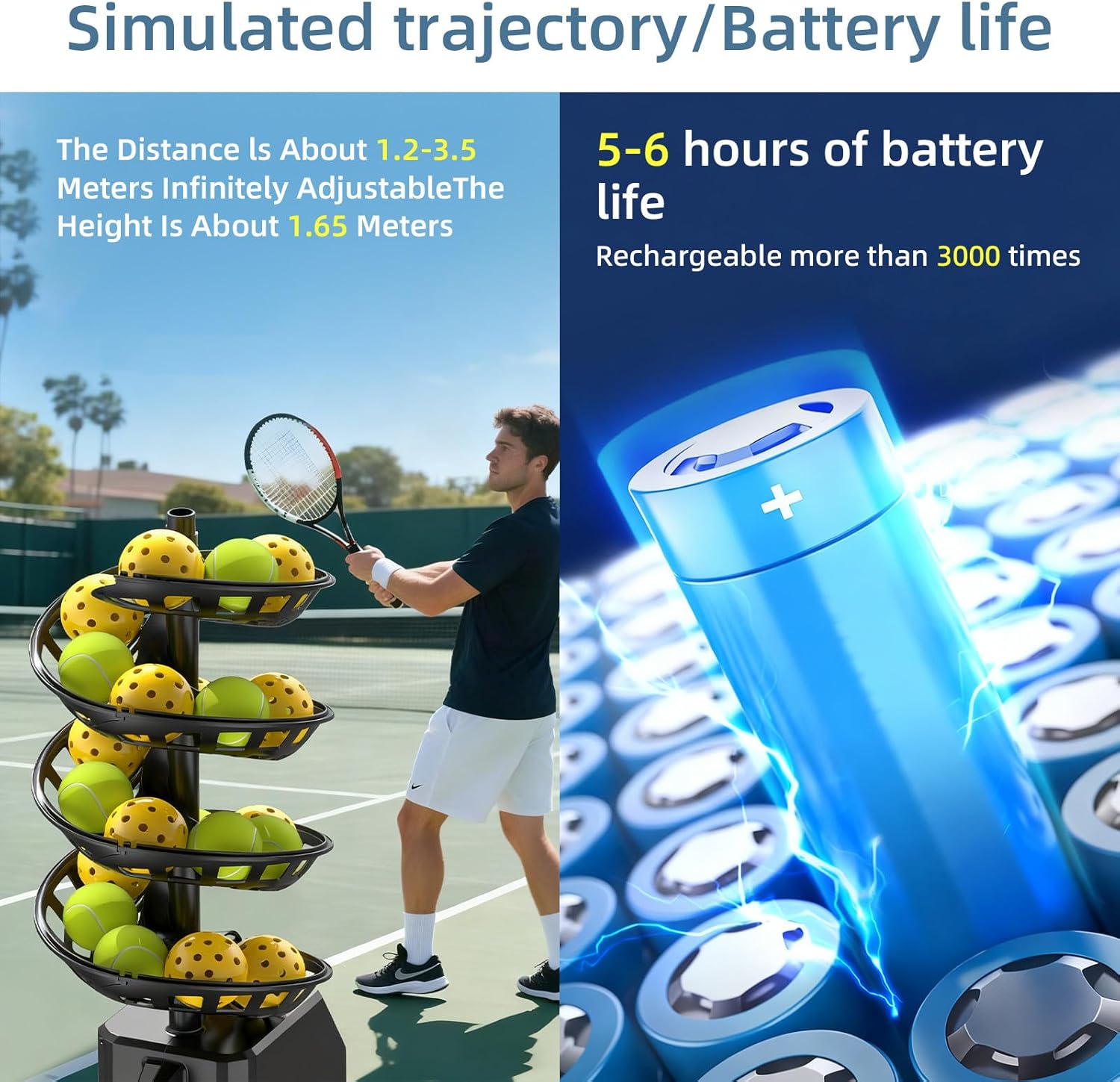 Automatic Tennis Ball Machine with Remote Control - Adjustable Height & Angle, Perfect for Beginners to Improve Skills Quickly (Includes Tripod) - Luxury Model,Luxurymodel