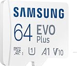 Samsung EVO Plus microSD Carte mémoire + Adaptateur, 64GB microSDXC, Vitesses jusqu'à 160 MB/s, UHS-I, C10, U1, V10, A1, Mettre à niveau le stockage pour les téléphones, tablettes, consoles de jeux, DSLR Appareils photo, PC, MB-MC64SA/AM