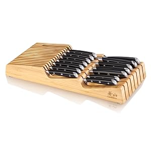 Cangshan ALPS Series 502810 German Steel Forged 15-Piece In-Drawer Knife Set with Bamboo Tray Black