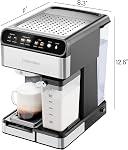Chefman CaféMaster Pro Machine à expresso, prépare des shots simples ou doubles, machine à café avec mousseur à lait intégré pour cappuccino et latte, réservoir d'eau amovible XL de 1,8 litre - Acier inoxydable