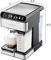 Vista 8 de Chefman CaféMaster Pro - Máquina de café expreso, prepara shots individuales o dobles, cafetera con espumador de leche integrado para capuchino