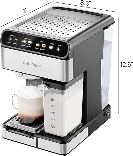Miniatura 8 de Chefman CaféMaster Pro - Máquina de café expreso, prepara shots individuales o dobles, cafetera con espumador de leche integrado para capuchino