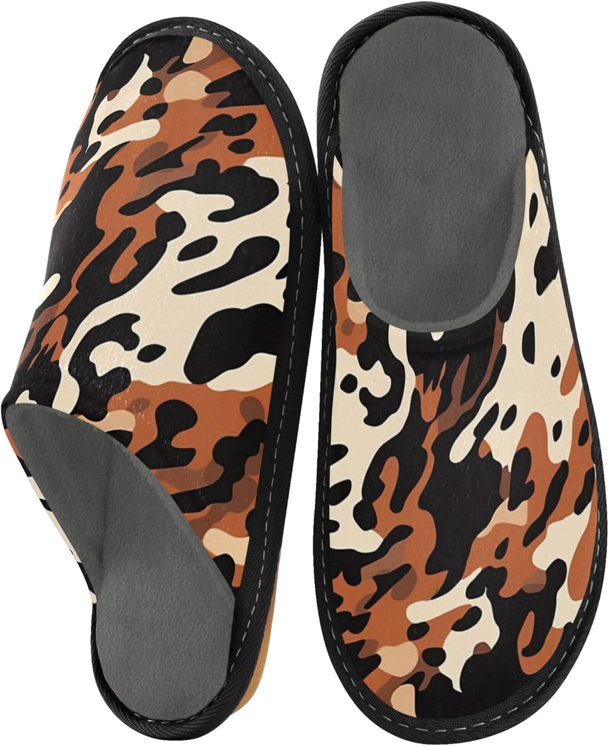 Leopard Print House Slippers – Cozy Fuzzy Slippers for Guests, Washable & Disposable, Perfect for Shoeless Home, Spa & Hotel Use A111747