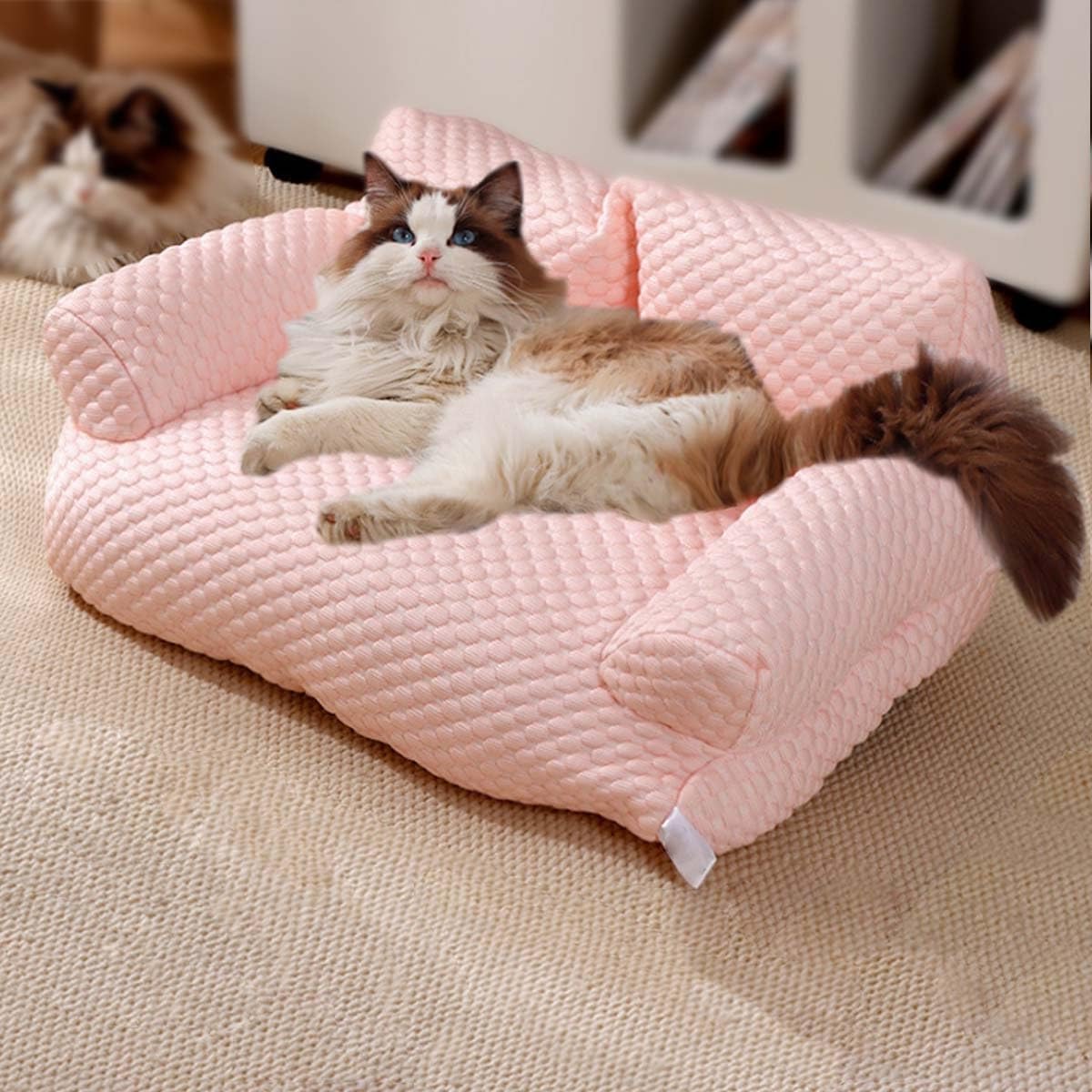 Lit rafraîchissant pour chien XL rose lavable en soie glacée
