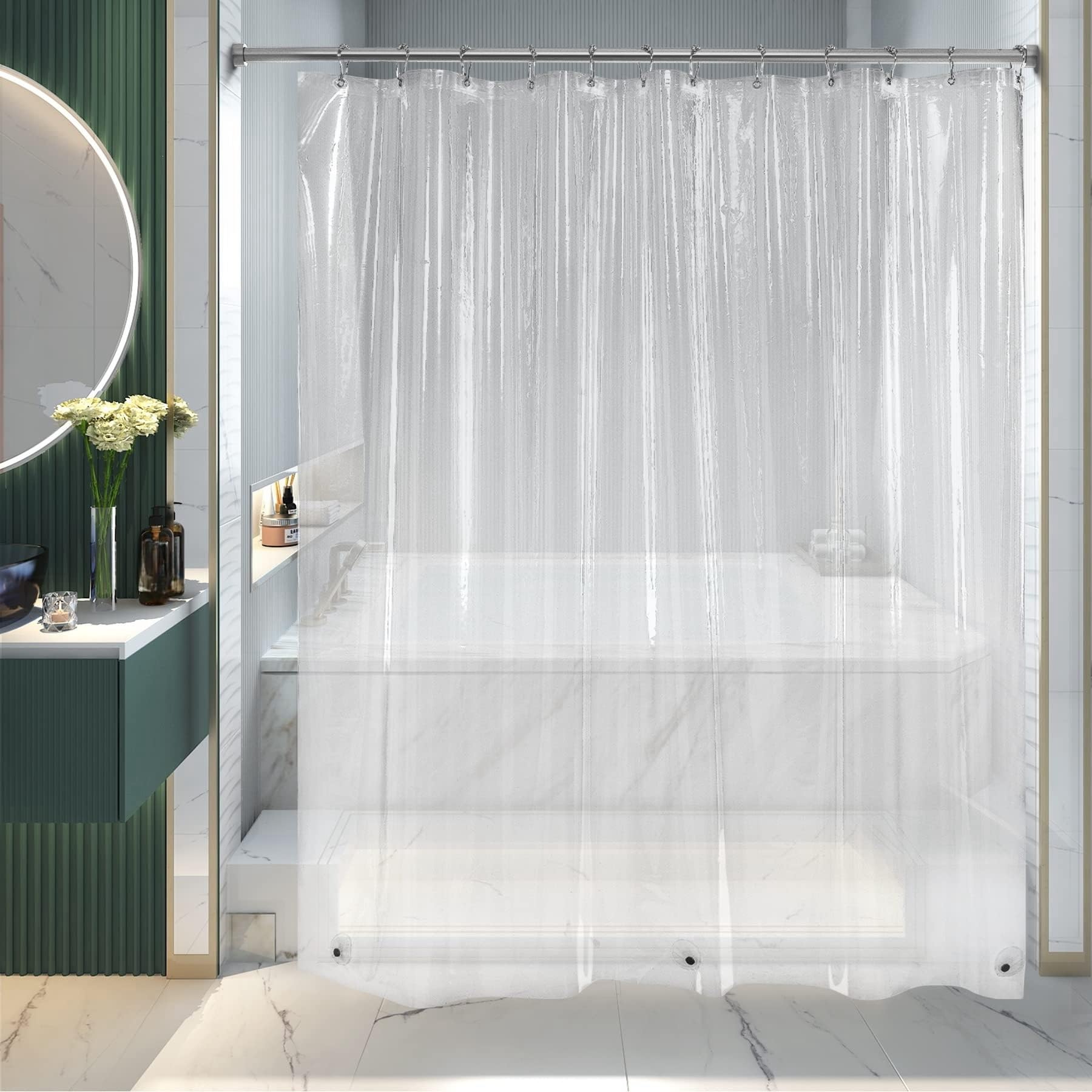 THE WHITE SHOPShower Curtain Liner, Clear Shower Curtain Liner, Dive Plastic Shower Liner, Cute Lightweight Shower Curtain for Bathroom with (Size : 180x200)