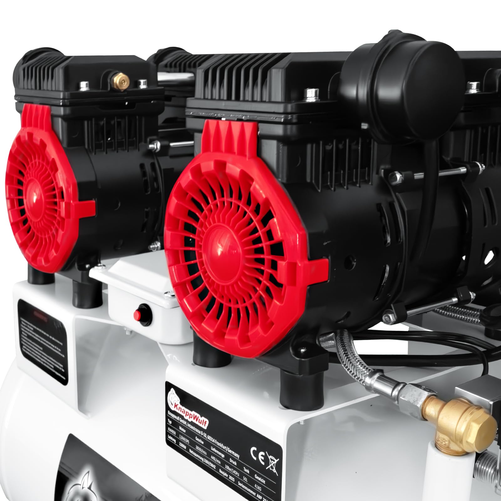 KnappWulf Compresor silencioso con caldera de 50 l, compresor de aire comprimido KW4050, 10 bar, 440 l/min