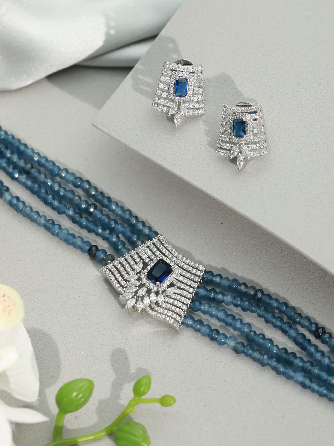 Multilayer American Diamond Choker Jewellery Set