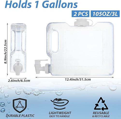 Miniatura 2 de Dispensador de agua para refrigerador de 1 galón para refrigerador, dispensador de bebidas de plástico, contenedor de agua con espita y tapa de