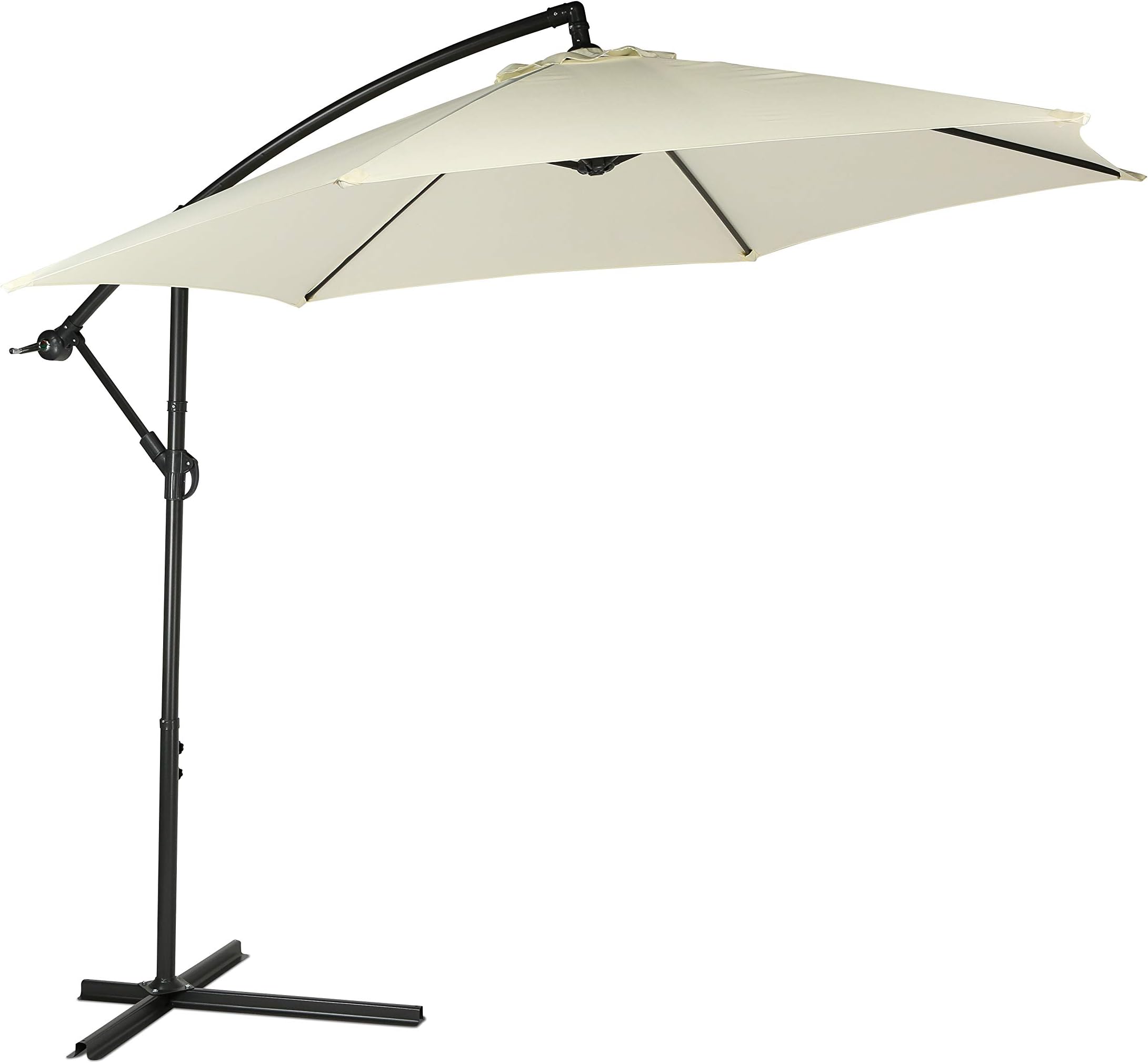 SUNMER 3M Garden Banana Cantilever Overhanging Parasol | Aluminium Sun Shade Patio Umbrella With Crank | Ivory